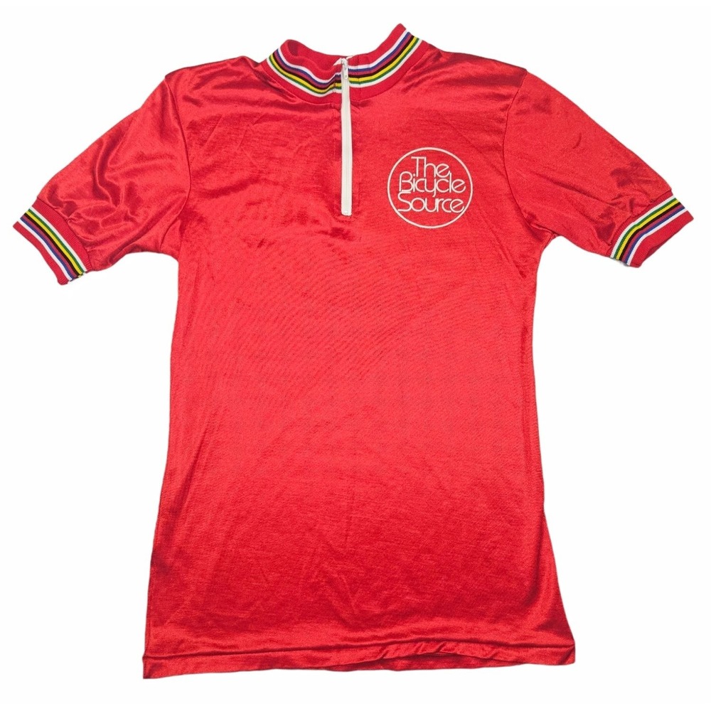Vintage The Bicycle Source Cycling Jersey Shirt Zip Mock Neck World Champion